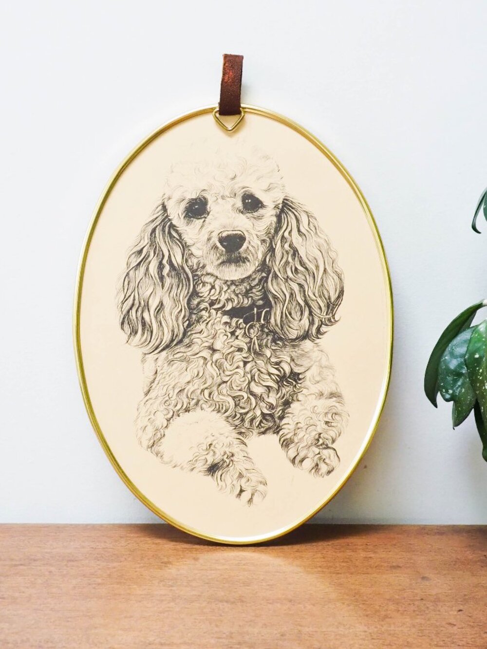Vtg Oval Framed Poodle Art - 13.5" x 10" - Gallery Wall Art -Gift for Dog Lover
